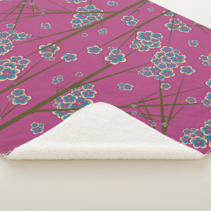 Peculiar Branches Boysenberry Sherpa Blanket Sherpa Deken