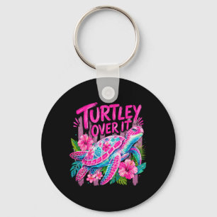 Ped Turtley Over Schattige Schildpad Bloem Grappig Sleutelhanger