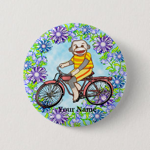 Pedal Bike Sock Monkey Ronde Button 5,7 Cm