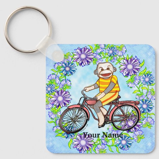 Pedal Bike Sock Monkey Sleutelhanger (Voorkant)