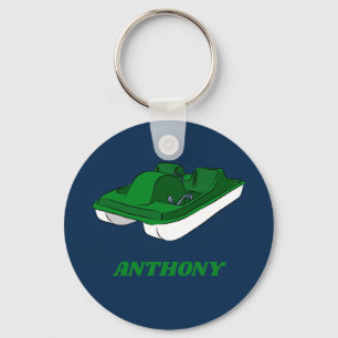 Pedal Boat Green, White, Blue Personalized Sleutelhanger