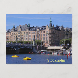 Pedal Boats op een zomerdag in Stockholm, Zweden Briefkaart