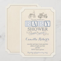 Pedal Car Shower-uitnodigingen, blauw & tapes