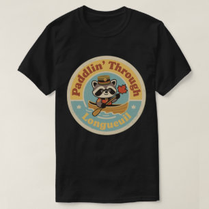 Peddelen door Longueuil met een vriendelijke wasbe T-shirt