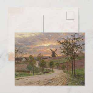 Peder Mønste-Country Road, Windmill, Sunset   Briefkaart