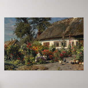 Peder Monsted - Een katoentuin met kippen Poster