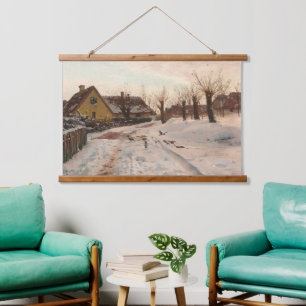 Peder Mønsted Vintage 1915 Winterlandschap Hangend Wandkleed