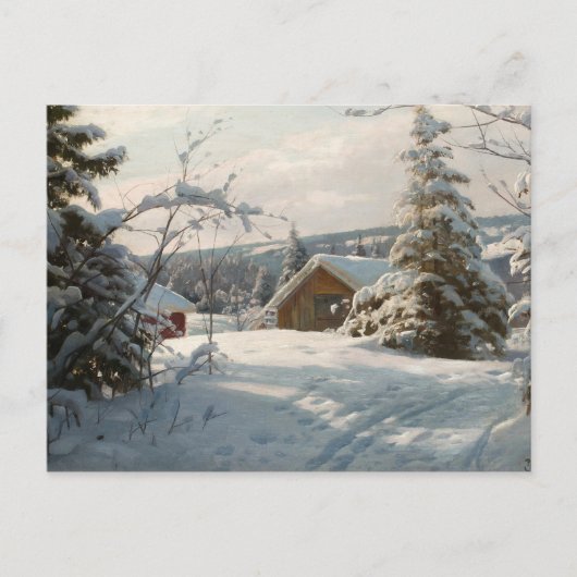 Peder Monsted - winterlandschap met zonlicht Briefkaart (Voorkant)