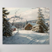 Peder Monsted - winterlandschap met zonlicht Poster (Voorkant)