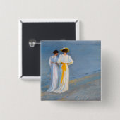 Peder Severin Kroyer - Anna Ancher & Marie Kroyer Vierkante Button 5,1 Cm (Voorkant /achterkant)
