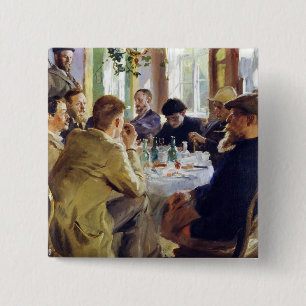 Peder Severin Kroyer - Lunchtime Vierkante Button 5,1 Cm
