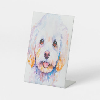 Pedestal estilo acuarela perrito reclamebord met voetstuk