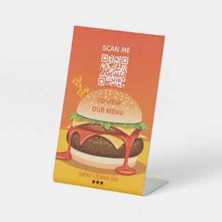 Pedestal Sign – Burger QR Menu Display Reclamebord Met Voetstuk