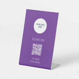 Pedestal Sign – QR Menu Display | purple Reclamebord Met Voetstuk