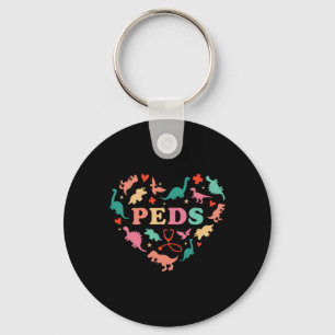 Pediatric Nurse Crew Schattige Kleurrijk Dinosaur Sleutelhanger