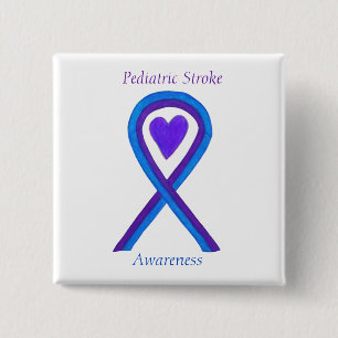 Pediatric Stroke Awareness Lintpen Buttonnen Vierkante Button 5,1 Cm