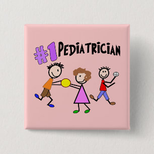 Pediatrische cadeautjes "# 1" tick People Design Vierkante Button 5,1 Cm