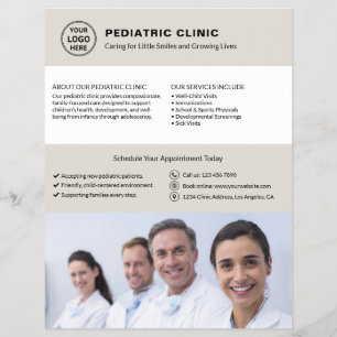 Pediatrische Kliniek Dokter Logo QR Neutraal Beige Flyer