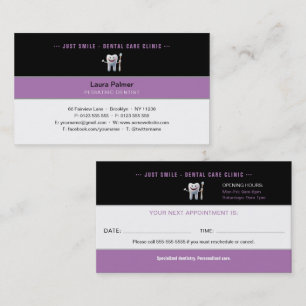 Pediatrische tandarts Dental Practice Lavender B Visitekaartje