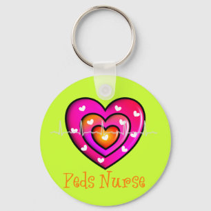 Pediatrische verpleegster Artsy Pink Heart Design Sleutelhanger
