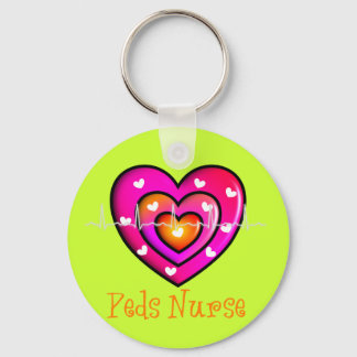 Pediatrische verpleegster Artsy Pink Heart Design Sleutelhanger
