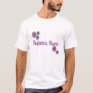 Pediatrische verpleegsters paarse bloemen t-shirt