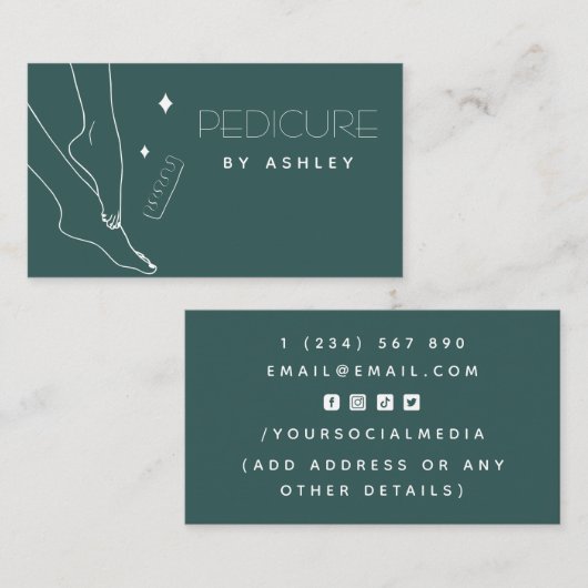 Pedicure Elegant Voeten & Sparkle Eenvoudig Minima Visitekaartje (Voorkant / Achterkant)
