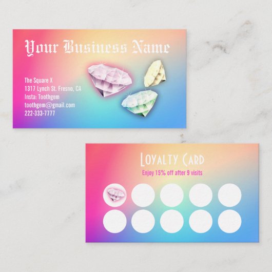 Pedicure met neusone Custom Loyalty Punch Visitekaartje (Voorkant / Achterkant)