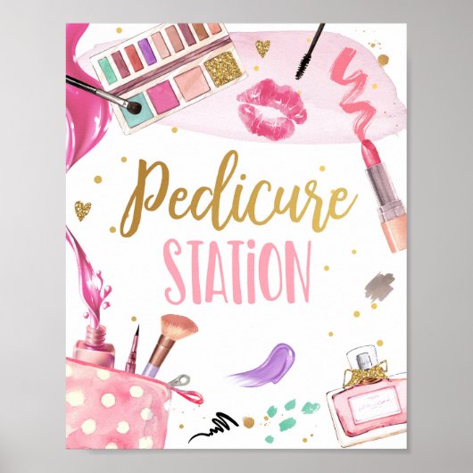Pedicure Station Spa Party Makeup Glamor Birthday Poster (Voorkant)