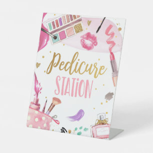 Pedicure Station Spa Party Makeup Glamor Birthday Reclamebord Met Voetstuk