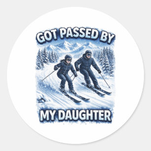 Pedo gedaan door mijn dochter Grappig skiën bergon Ronde Sticker
