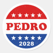 Pedro 2028 Retro Rood Wit Blauw Campaign Button Ronde Sticker (Voorkant)