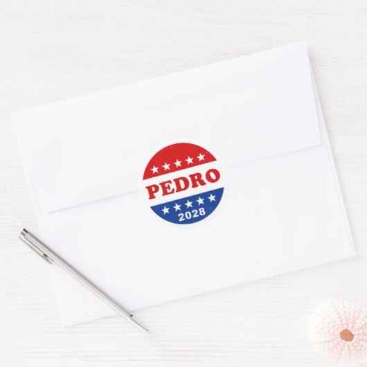 Pedro 2028 Retro Rood Wit Blauw Campaign Button Ronde Sticker (Envelop)