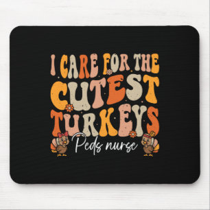 Peds Neurse Thanksgiving Cutest Turkeys Retro Herf Muismat