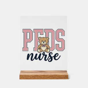 Peds Verpleegster Teddy Beer Vintage Shirt Ontwerp Acryl Bord