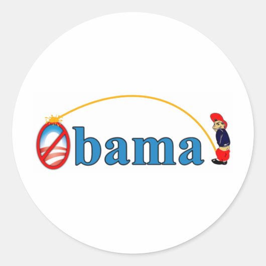 Pee over Obama Ronde Sticker (Voorkant)
