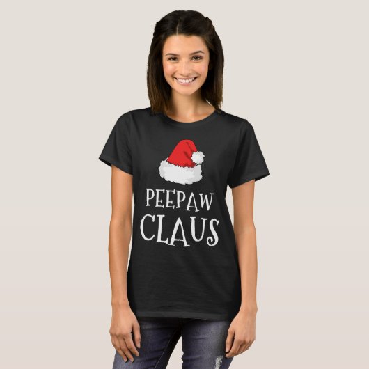 Pee-paw Claus Kerst Pet Groep Bijpassende pyjama T-shirt (Voorkant volledig)