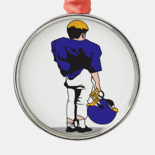 Pee Wee kinder football speler blauw Metalen Ornament