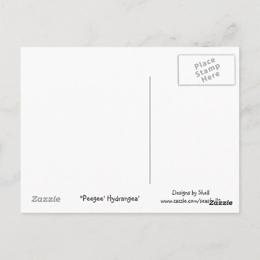 Peegee Hydrangea Briefkaart (Achterkant)