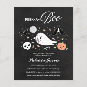 Peek-A-Boo Budget Halloween Baby shower Uitnodigin