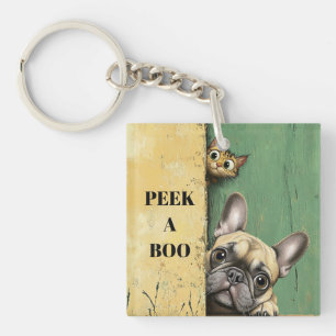 Peek A Boo Cat Dog Sleutelhanger
