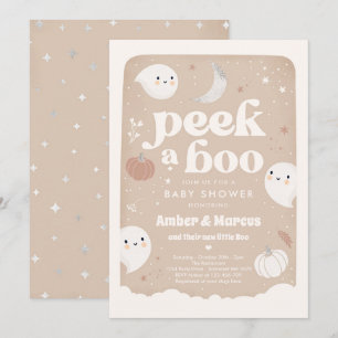 Peek A Boo Gender Neutral Ghost Baby shower Kaart