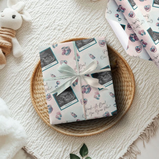 Peek-A-Boo Gender Reveal Ultrasound Baby shower Cadeaupapier