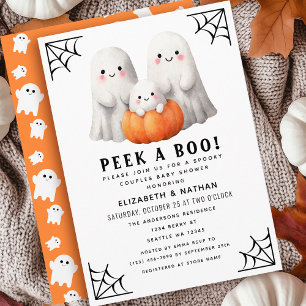 Peek A Boo Ghost Halloween Couples Baby shower Kaart
