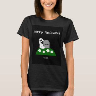 Peek A Boo Ghost Women's Black Basic T-Shirt