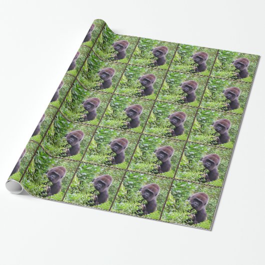 Peek-A-Boo Gorilla Wrapping Paper Roll Cadeaupapier (Uitgerold)