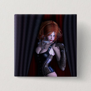 Peek A Boo Gothic Fantasy Vierkante Button 5,1 Cm
