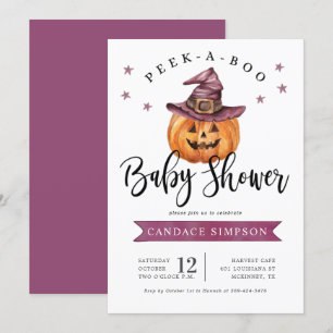 Peek A Boo Halloween Baby shower Kaart