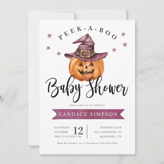 Peek A Boo Halloween Baby shower Kaart (Voorkant)