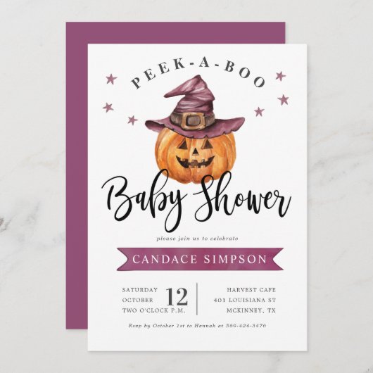 Peek A Boo Halloween Baby shower Kaart (Voorkant / Achterkant)